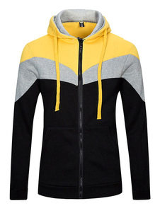Color Block Hoodie pour hommes capuche Zip Up veste en noir/rouge