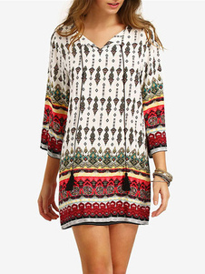 Summer Mini robe manches longues demi-manchon Boho robe