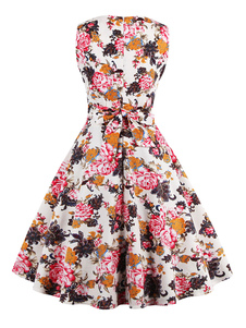 Bijou Vintage robe sans manches Floral Skater impression