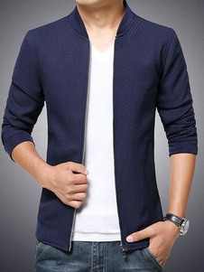 Masculine printemps veste Zip Up Slim Fit Coat noir/marine