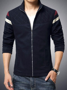 Veste de printemps pour hommes Stand col mince manteau en Bourgogne/kaki/blanc/bleu marine