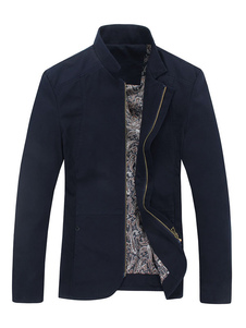 Veste Fit Slim Stand col du manteau coton marine/noir/Khaki hommes