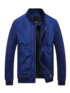 Zip Bomber noir veste masculine col montant Stand Outwear Biker Jacket