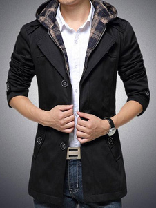 Trench-Coat Hooded longue veste homme en noir/kaki/marine
