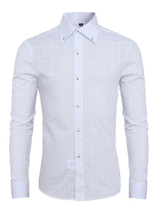Chemise blanche manches longues bouton hommes chemise