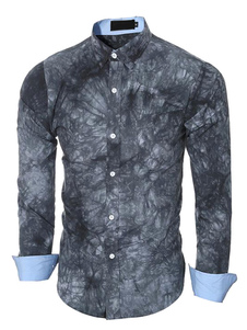 Chic chemise manches longues gris/Navy Cool Print masculine