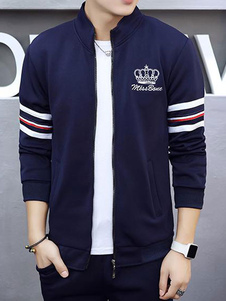 Blouson Slim pour hommes fermeture éclair manteau en blanc/noir/bleu marine