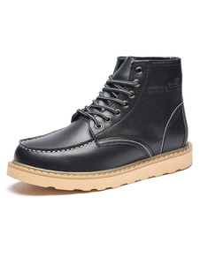 Bottes moto Martin bottes hommes ronde Toe Lace Up High Court haut