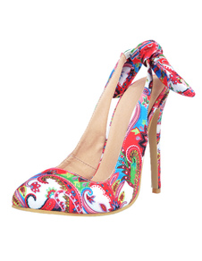 Stiletto sandales bout pointu talons hauts cheville bracelet Floral impression couleur contraste cha