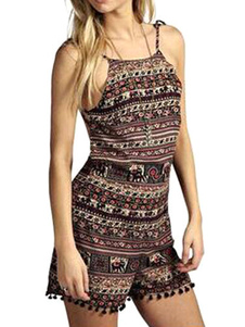 Sangles Style Tribal barboteuse Sexy Backless Combi