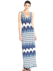 Robe d’été bleu Maxi robe sans manches imprimé été Long