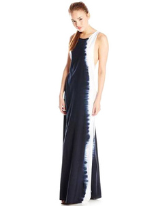 Robe sans manches Womens Long de couleur contraste