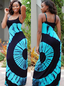 Robe sans manches Womens Long couleur contraste sangles