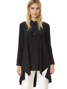Chemise noire manches longues haute basse Casual mousseline blouses pour dames