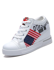 Lace cachée talon espadrilles hommes Up chaussures à talon caché imprime Skate Shoes