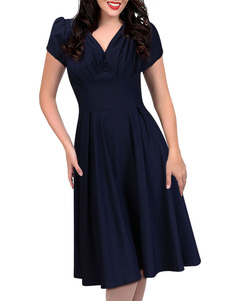 Puff manches courtes grande hauteur robe Vintage