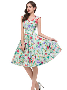 Breen robe fleurie sans manches robe Vintage