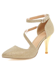 Sangle de talon pointu pompes à talons hauts côté découpe Sequin féminin