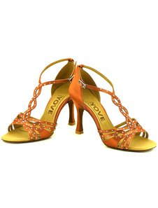 Danse de salon chaussures Criss-cross féminin Open Toe Satin doux seule danse de salon