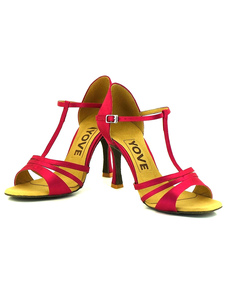 T-line Dance Shoes femmes Satin bout ouvert talon haut danse de salon