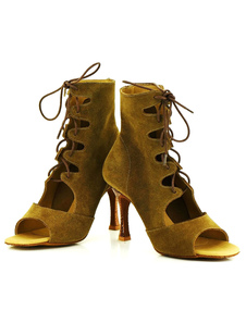 Danse Suede vachette chaussures haut de gamme souple seule Lace-up Gladiator Peep salle de bal Latin
