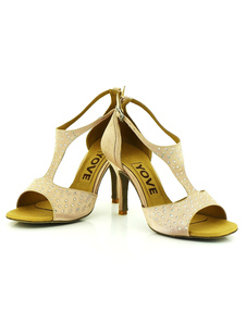 Vintage Dance Shoes Satin féminin Open Toe cheville sangle talon danse de salon