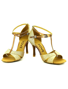 Vintage Dance Shoes féminin Open Toe Sequin cheville sangle danse de salon