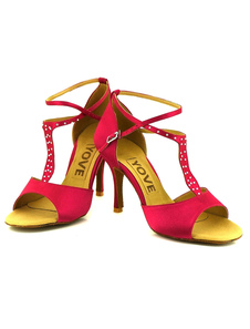 Chaussures de danse Vintage Open Toe Satin haut talon chaussures de danse de salon féminin