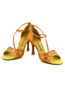 Danse talon féminin Open Toe Satin Vintage doux unique Ballroom Dance Shoes