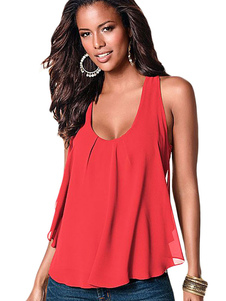 Haut sans manches Casual féminin en couches