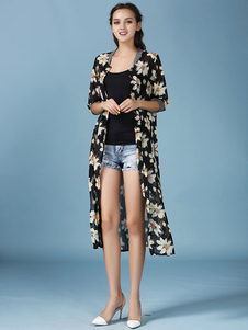 Moitié manches couvrent Floral Print Beach Wear