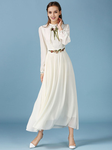 Manches longues Maxi robe mousseline été robe Vintage