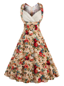 Sweetheart floraison Print Dress Vintage
