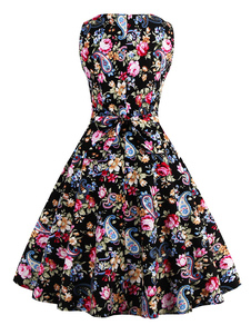 Vintage imprimé Floral et Paisley Plus robe de taille