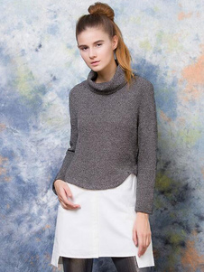 Col montant gris Shift robe faux deux pièces Style