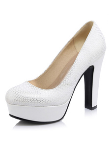Serpent plate-forme de haut talon pompes féminines Pattern PU Chunky talon pompes