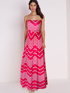 Robe longue bustier motif Zigzag pour femmes