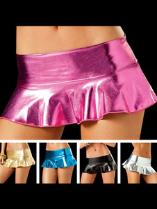 Club Mini jupe PU plissée Sexy Clubwear féminine