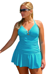 Sangles plissé couleur unie Backless One-Piece Swimsuit pour femmes