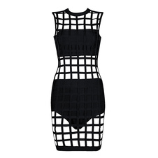 Robes de soirée noire découpe féminines robe fourreau Sexy semi sheer en 3 morceaux