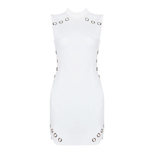Sans manches découpe robe Bodycon blanche de la femme gaine robes pour partie