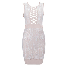 À capuche découpe Lace-up Bodycon Dress dentelle sexy robe féminine