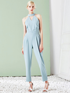 Lumière bleue sans manches élégant Womensjunpsuit
