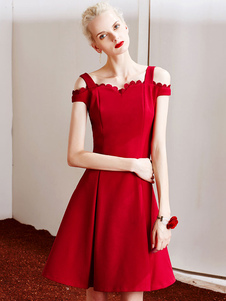 Sangle Skater de l’épaule robe robe Vintage rouge féminin