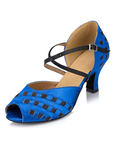 Populaires chaussures de latine en satin à talons aigus courroie ajustable peep-toe