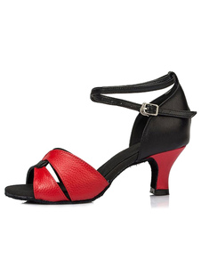 Danse chaussures contraste couleur cheville sangle Open Toe chaussures hauts talons Ballroom des fem