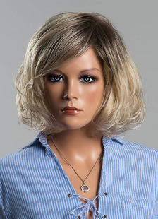 Gris perruques bouclés vrais cheveux perruques cheveux humains court féminin