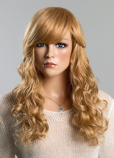 Perruques cheveux bouclés de Real Blonde cheveux humains perruques longues ondes féminines