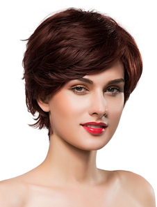 Droites courtes perruques perruques cheveux brun avec frange