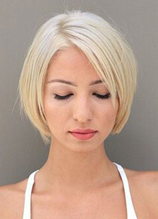 Perruques de cheveux humains perruques de vrais cheveux court féminin Blonde avec frange balayée par